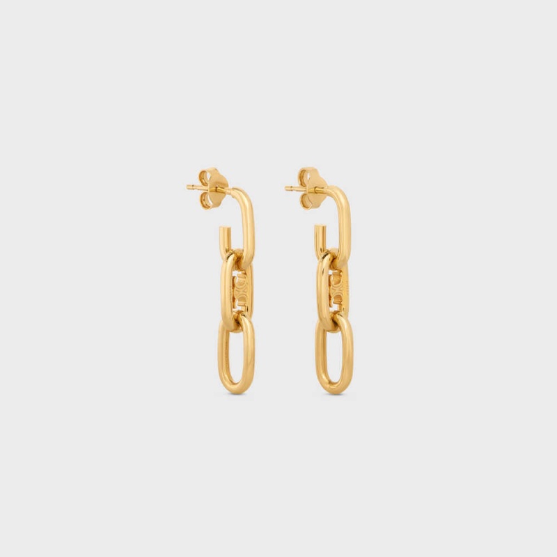 Celine Triomphe Dangling In Brass With Gold Finish Küpe Altın | CL-592309