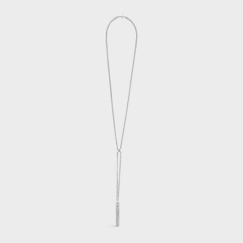 Celine Triomphe Folk Tie Long In Brass With Rhodium Finish Kolye Gümüş | CL-592243