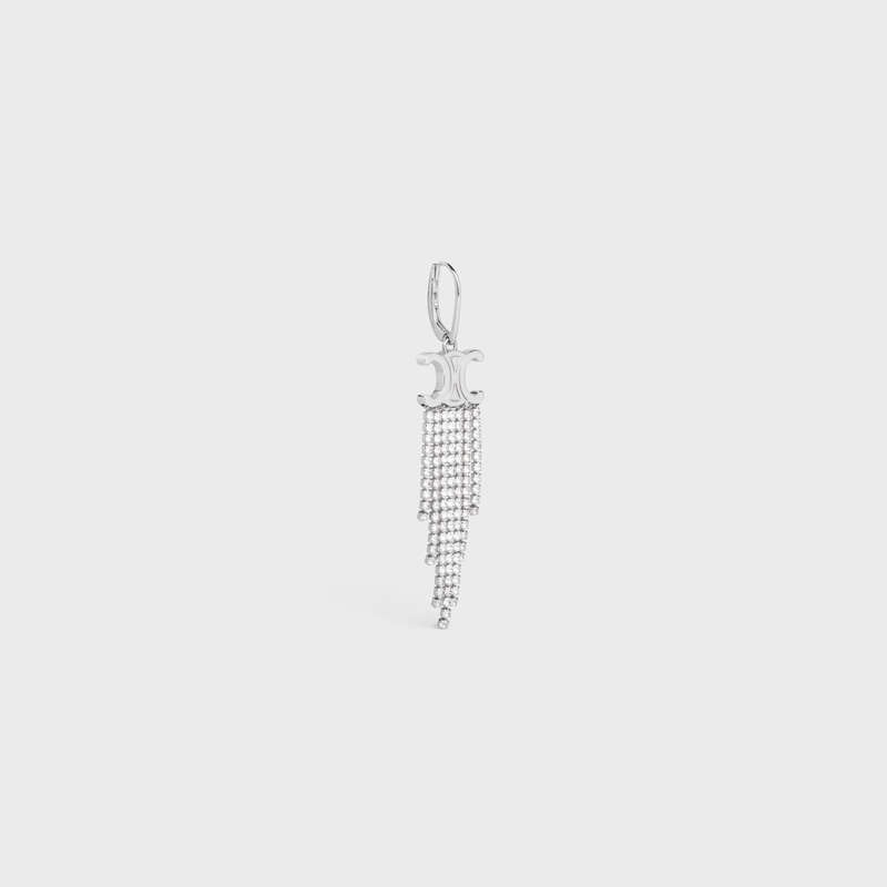 Celine Triomphe Fringe Ear In Brass With Rhodium Finish And Strass Küpe Gümüş | CL-591672