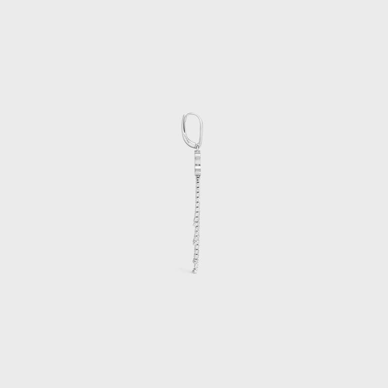 Celine Triomphe Fringe Ear In Brass With Rhodium Finish And Strass Küpe Gümüş | CL-591672