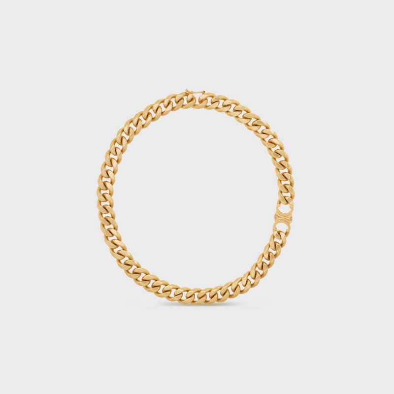 Celine Triomphe Gourmette In Brass With Gold Finish Kolye Altın | CL-592255
