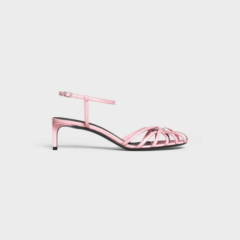 Celine Triomphe In Kidskin Silver Finishing Sandalet Pembe | CL-592603