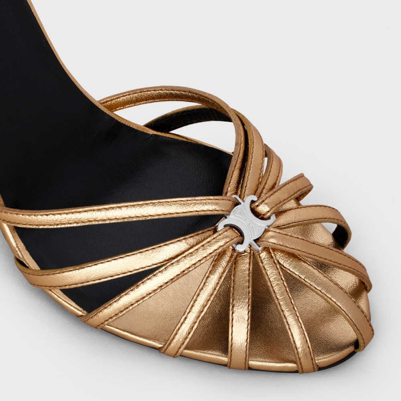 Celine Triomphe In Laminated Sandalet Altın | CL-592599