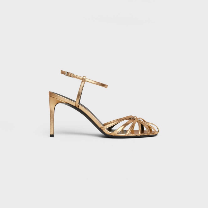 Celine Triomphe In Laminated Sandalet Altın | CL-592599