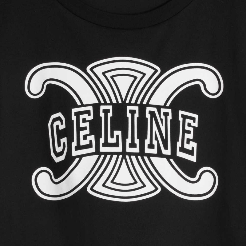 Celine Triomphe In Pamuklu Jersey Tişörtü Siyah Beyaz | CL-592792