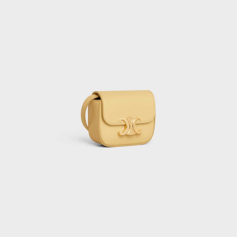Celine Triomphe In Shiny Calfskin Mini Çanta Kayısı Rengi | CL-593014