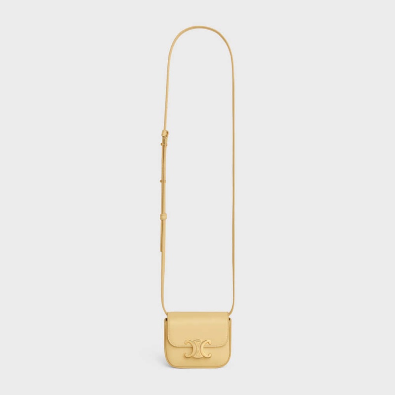 Celine Triomphe In Shiny Calfskin Mini Çanta Kayısı Rengi | CL-593014