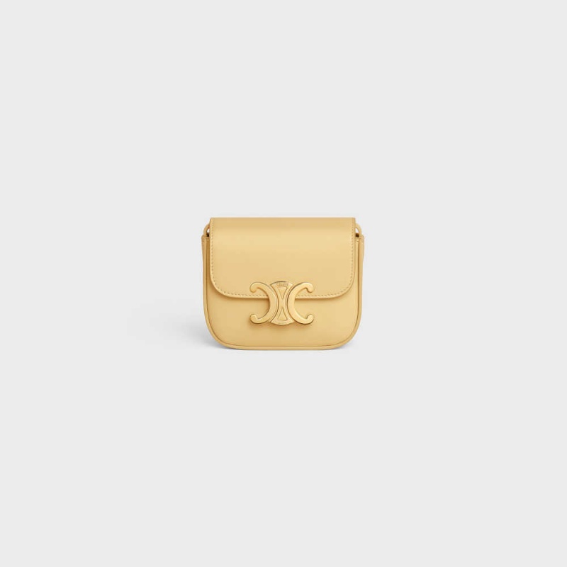 Celine Triomphe In Shiny Calfskin Mini Çanta Kayısı Rengi | CL-593014
