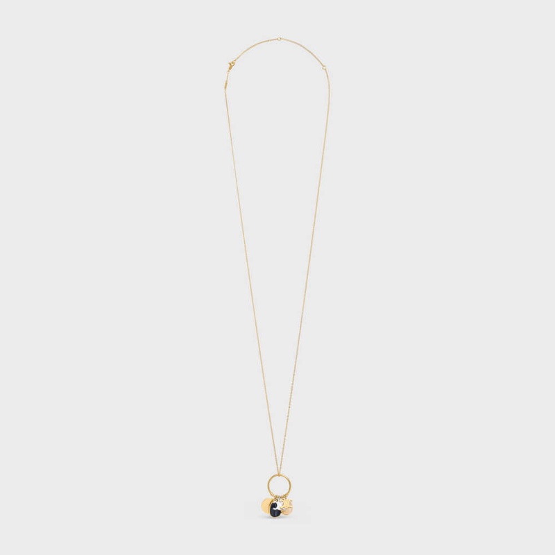 Celine Triomphe Indie Charms In Brass With Gold And Silver Finish Kolye Altın | CL-592239