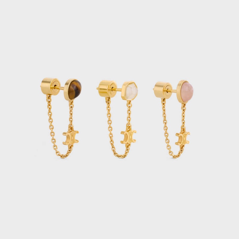 Celine Triomphe Indie Set Of 3 In Brass With Gold Finish Küpe Altın | CL-592294