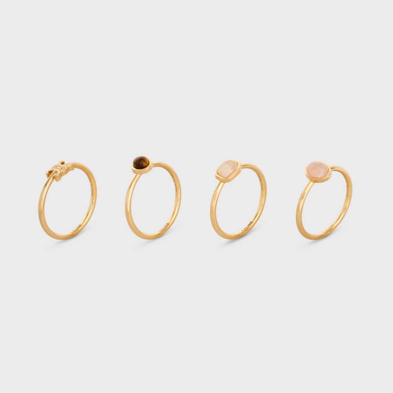 Celine Triomphe Indie Set Of 4 Rings In Brass With Gold Finish Yüzükler Altın | CL-592181