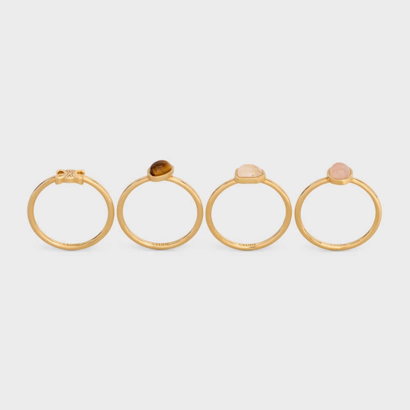 Celine Triomphe Indie Set Of 4 Rings In Brass With Gold Finish Yüzükler Altın | CL-592181
