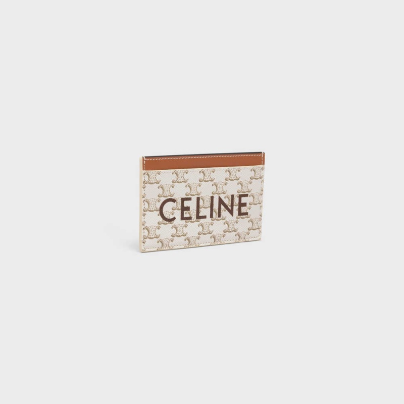 Celine Triomphe Kanvas With Print Kartlık Beyaz Kahverengi | CL-592960