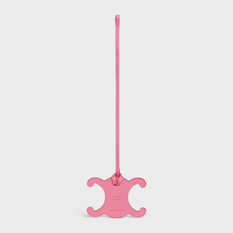 Celine Triomphe Keyring Charm In Smooth Calfskin Küçük Deri Ürünler Pembe | CL-592898