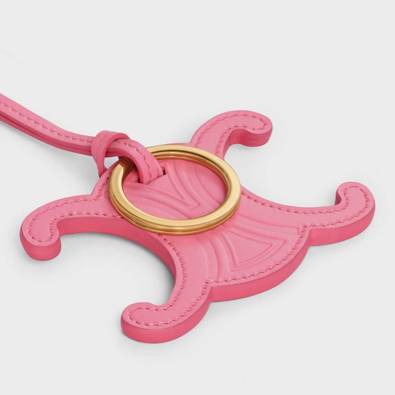Celine Triomphe Keyring Charm In Smooth Calfskin Küçük Deri Ürünler Pembe | CL-592898