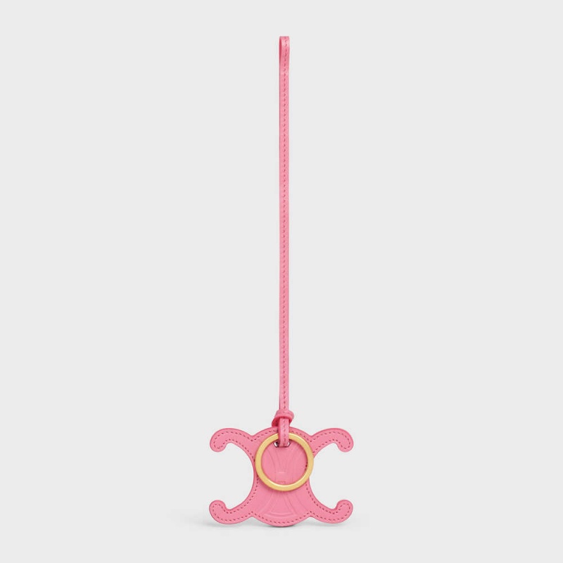 Celine Triomphe Keyring Charm In Smooth Calfskin Küçük Deri Ürünler Pembe | CL-592898