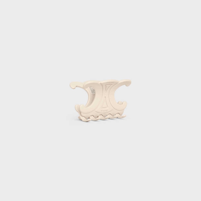 Celine Triomphe Large Hair Claw In Acetate And Steel Saç aksesuarları Beyaz | CL-592320