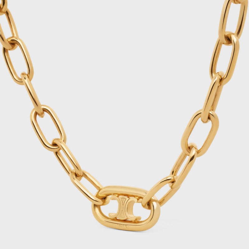 Celine Triomphe Link In Brass With Gold Finish Kolye Altın | CL-592251