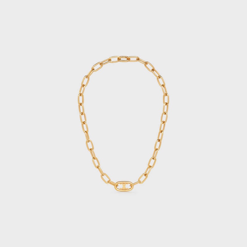 Celine Triomphe Link In Brass With Gold Finish Kolye Altın | CL-592251