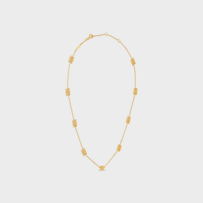 Celine Triomphe Mini Triomphe In Brass With Gold Finish Kolye Altın | CL-592248