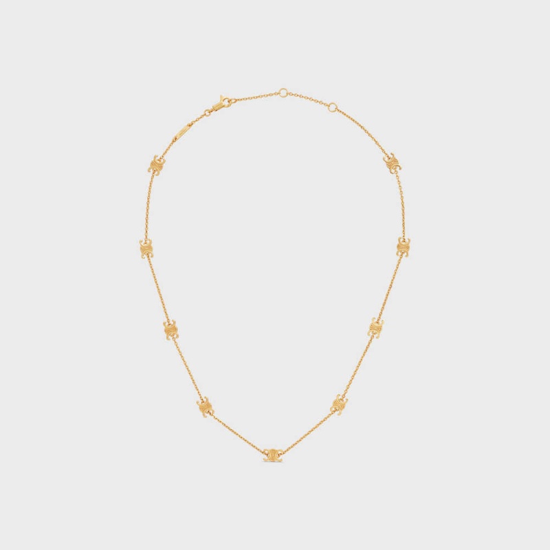 Celine Triomphe Mini Triomphe In Brass With Gold Finish Kolye Altın | CL-592248