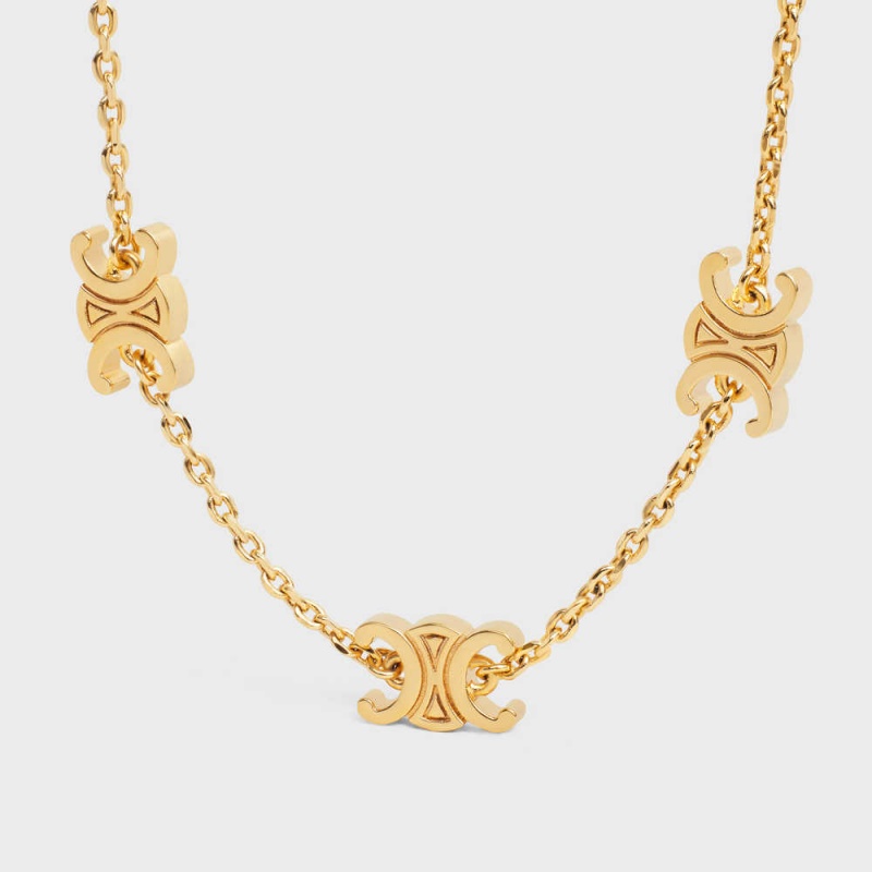 Celine Triomphe Mini Triomphe In Brass With Gold Finish Bilezik Altın | CL-592206
