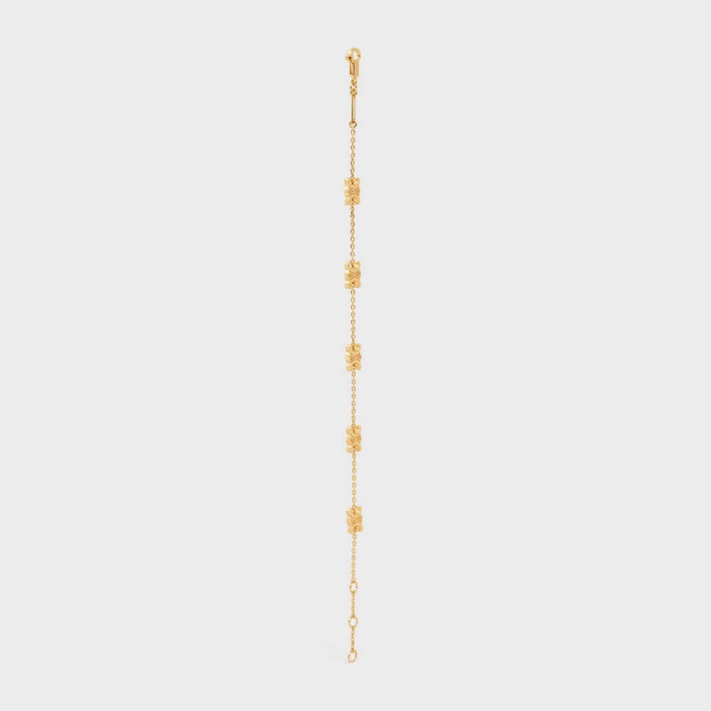 Celine Triomphe Mini Triomphe In Brass With Gold Finish Bilezik Altın | CL-592206