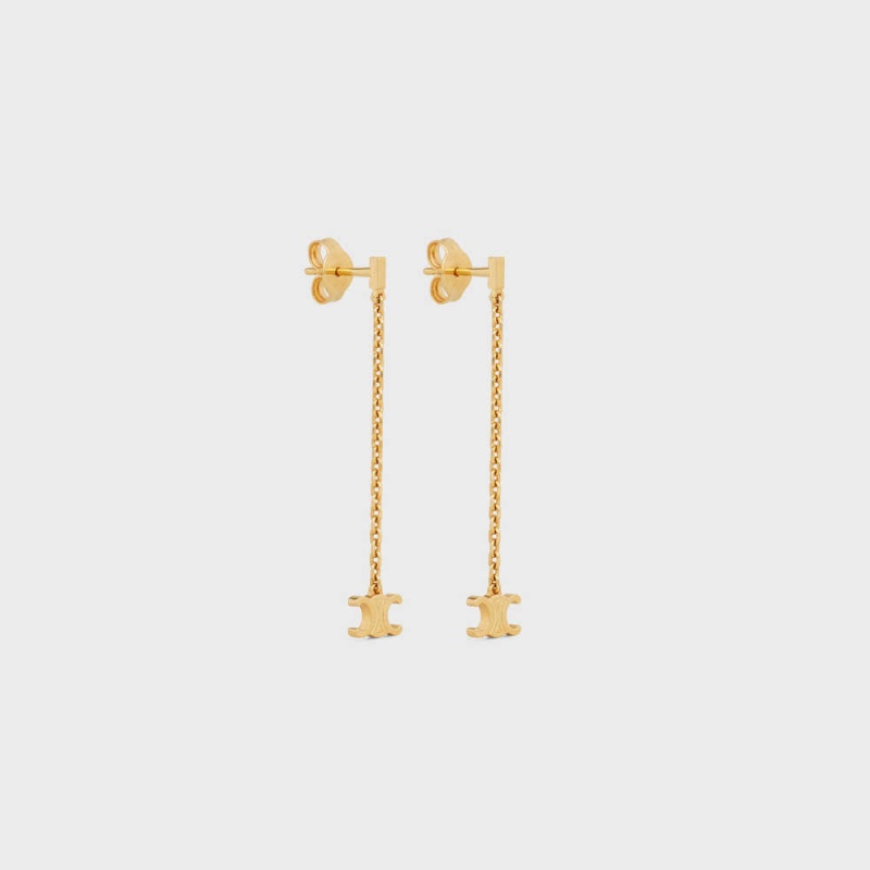 Celine Triomphe Mini Triomphe In Brass With Gold Finish Küpe Altın | CL-592301