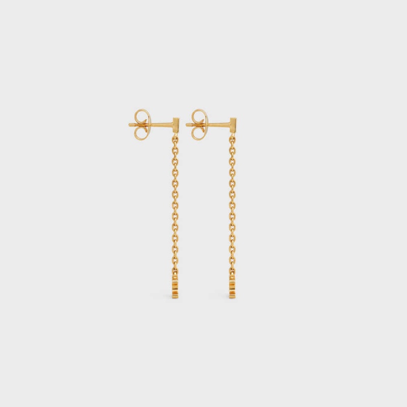 Celine Triomphe Mini Triomphe In Brass With Gold Finish Küpe Altın | CL-592301