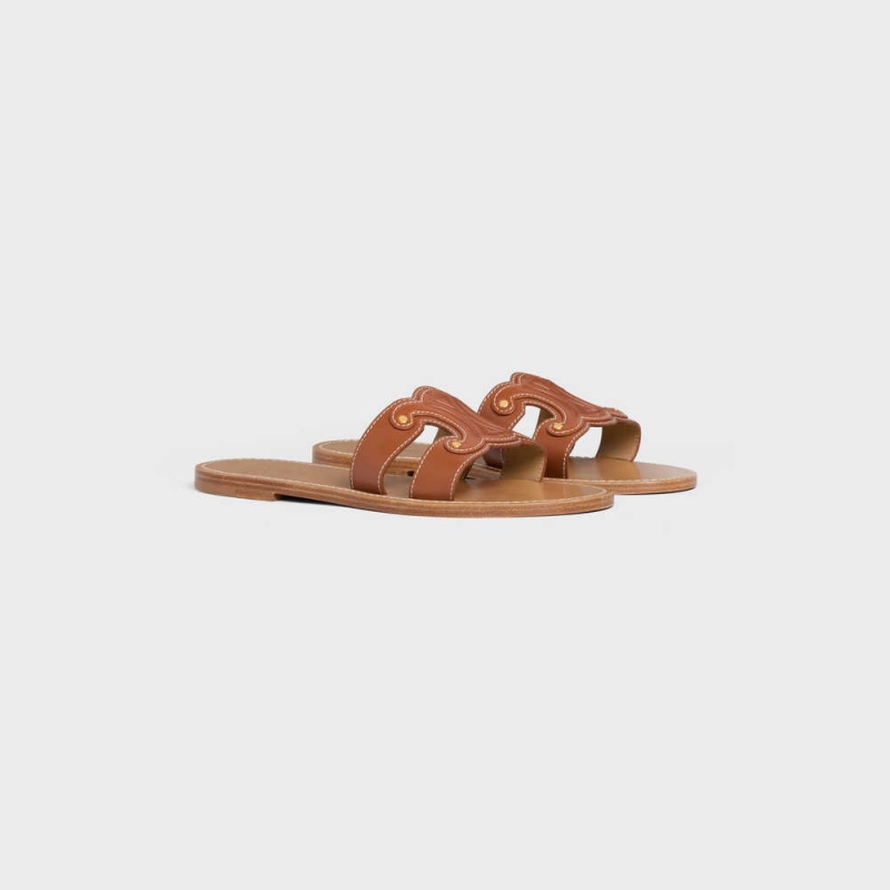 Celine Triomphe Mule In Calfskin Sandalet Kahverengi | CL-592583