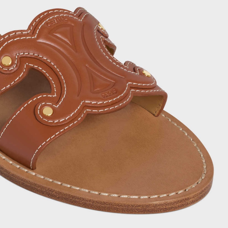 Celine Triomphe Mule In Calfskin Sandalet Kahverengi | CL-592583