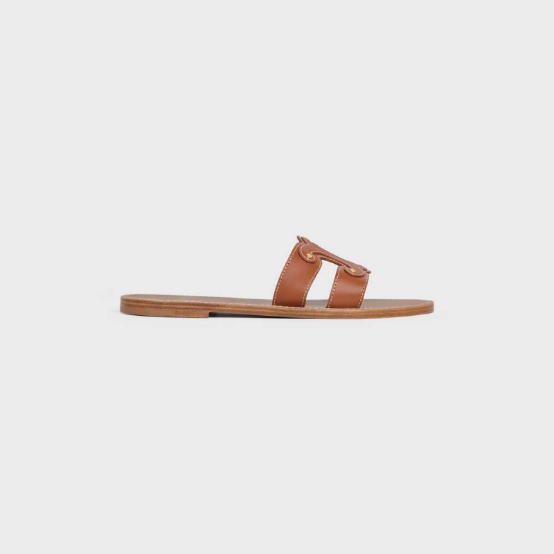 Celine Triomphe Mule In Calfskin Sandalet Kahverengi | CL-592583