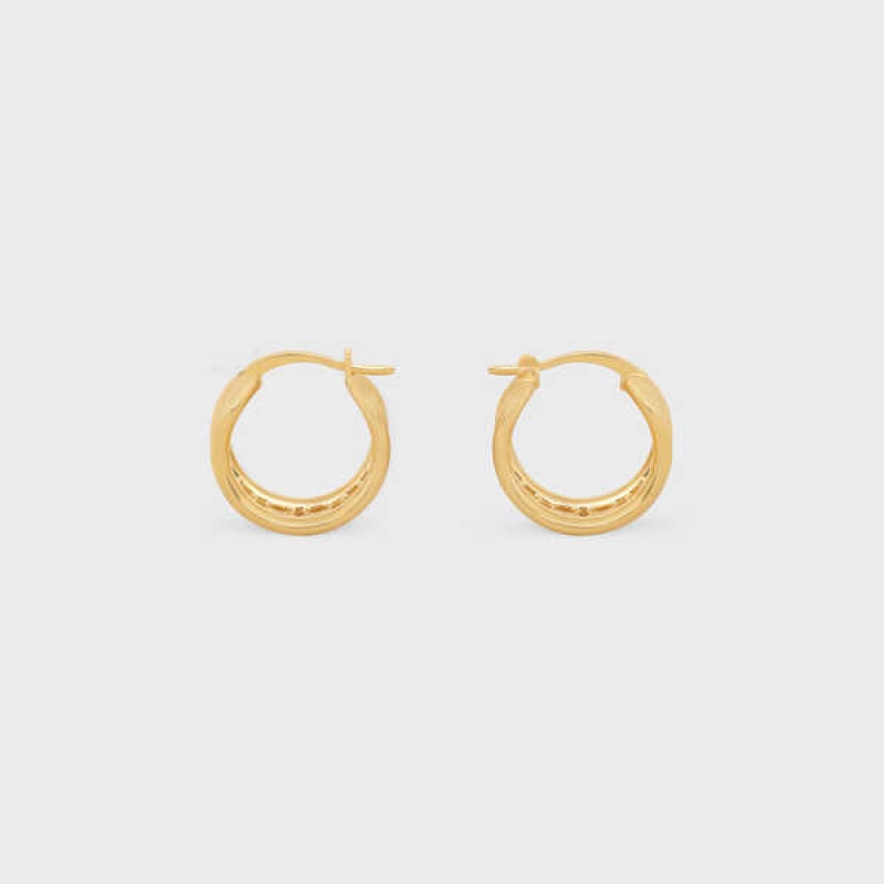 Celine Triomphe Multi Hoops In Brass With Gold Finish Küpe Altın | CL-592305