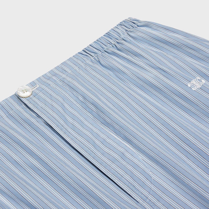 Celine Triomphe Pajama In Çizgili Poplin Pantolon Mavi | CL-592065