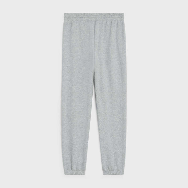 Celine Triomphe Parça In Pamuklu And Cashmere Pantolon Gri Beyaz | CL-592033