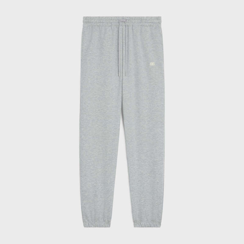 Celine Triomphe Parça In Pamuklu And Cashmere Pantolon Gri Beyaz | CL-592033