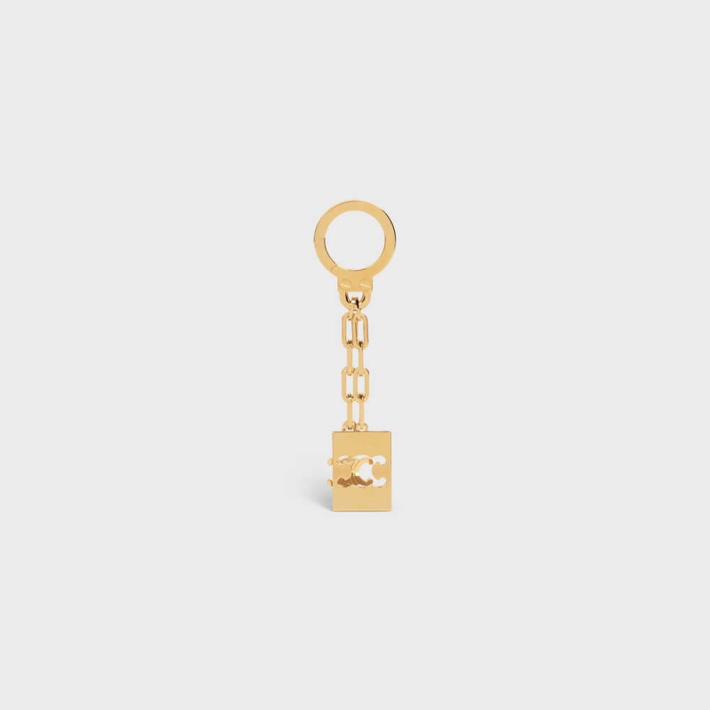 Celine Triomphe Plate Charm In Brass Küçük Deri Ürünler Altın | CL-592918