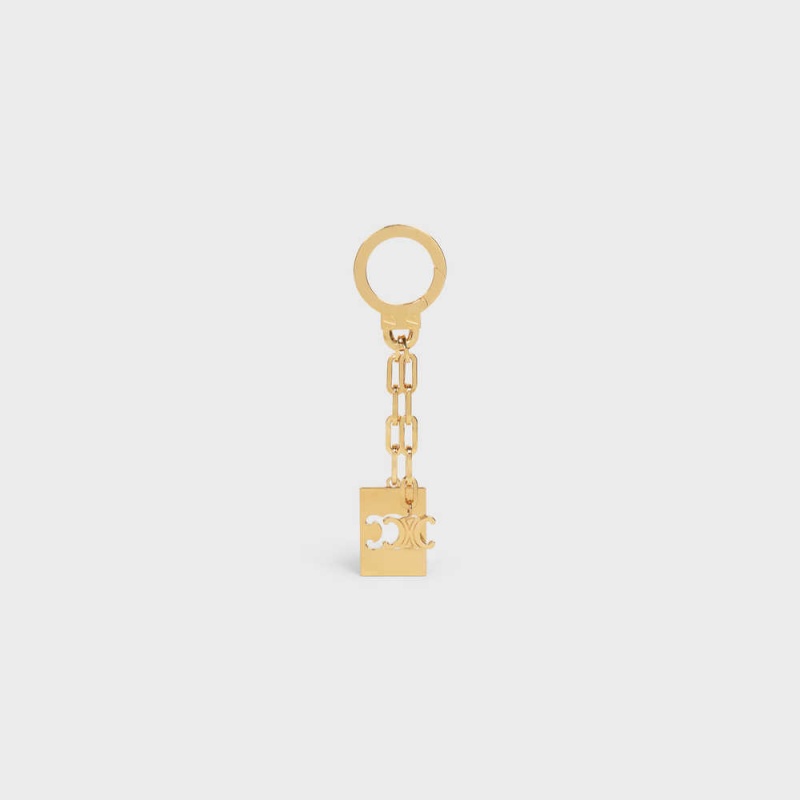 Celine Triomphe Plate Charm In Brass Küçük Deri Ürünler Altın | CL-592918