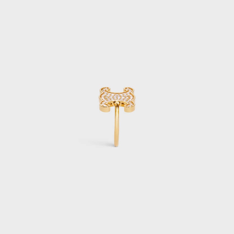 Celine Triomphe Rhinestone In Brass With Gold Finish And Crystals Yüzükler Altın | CL-592186