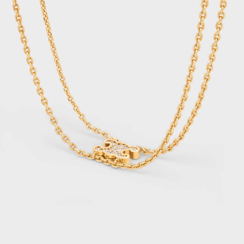Celine Triomphe Rhinestone Suspended In Brass With Gold Finish And Crystals Bilezik Altın | CL-592207