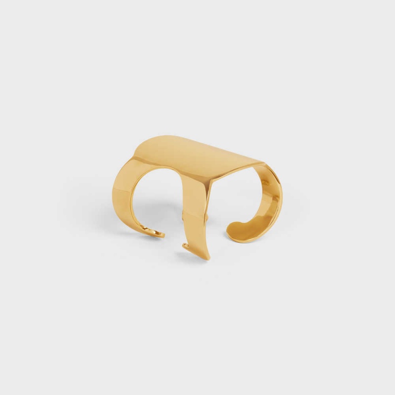 Celine Triomphe Shadow Cuff In Brass With Gold Finish Bilezik Altın | CL-592225