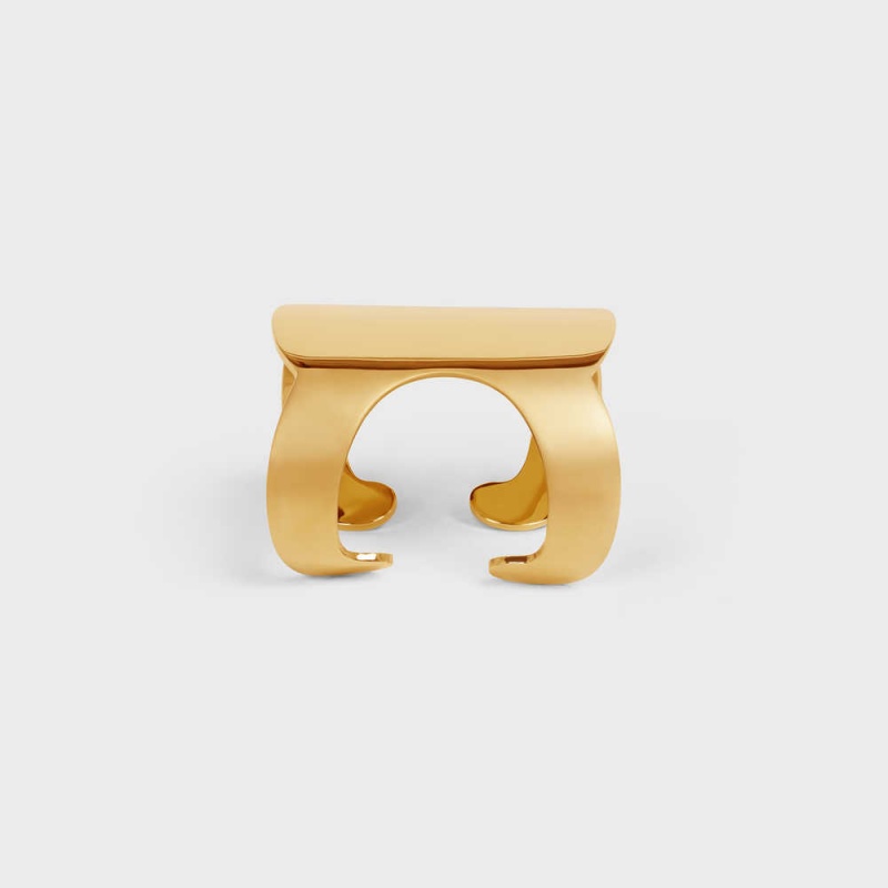 Celine Triomphe Shadow Cuff In Brass With Gold Finish Bilezik Altın | CL-592225