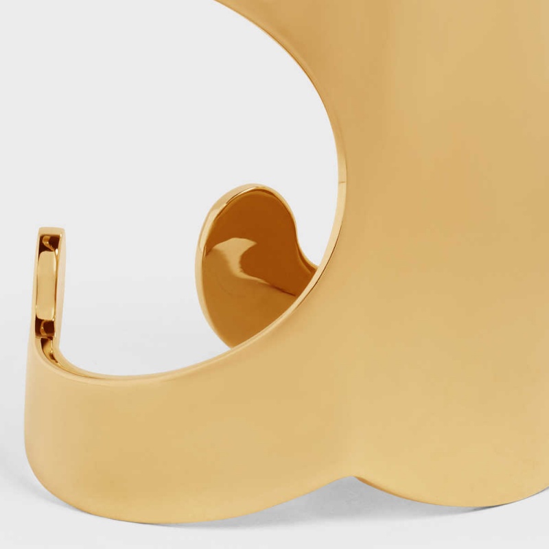 Celine Triomphe Shadow Cuff In Brass With Gold Finish Bilezik Altın | CL-592225