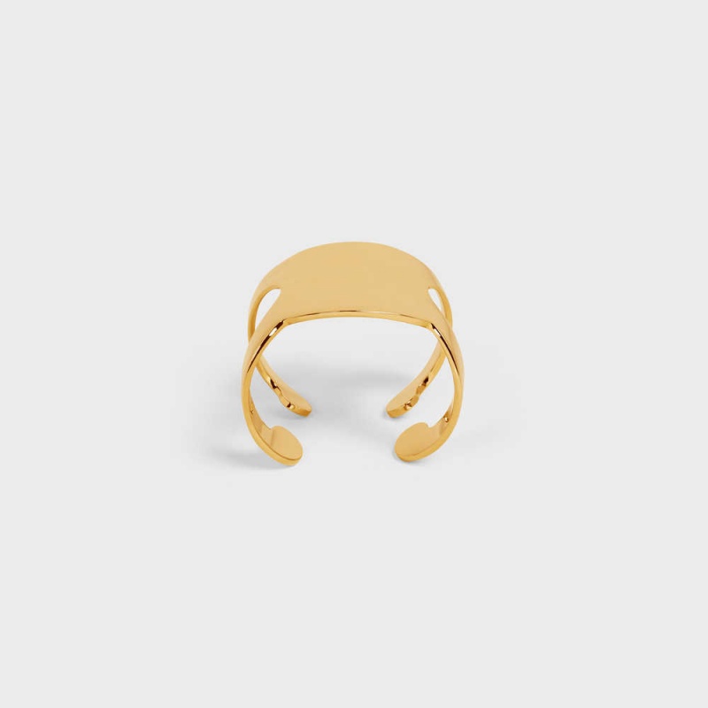 Celine Triomphe Shadow Cuff In Brass With Gold Finish Bilezik Altın | CL-592225