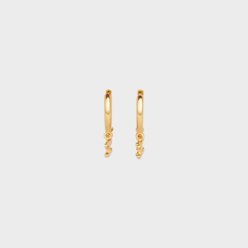Celine Triomphe Trio Hoops In Brass With Gold Finish Küpe Altın | CL-592307