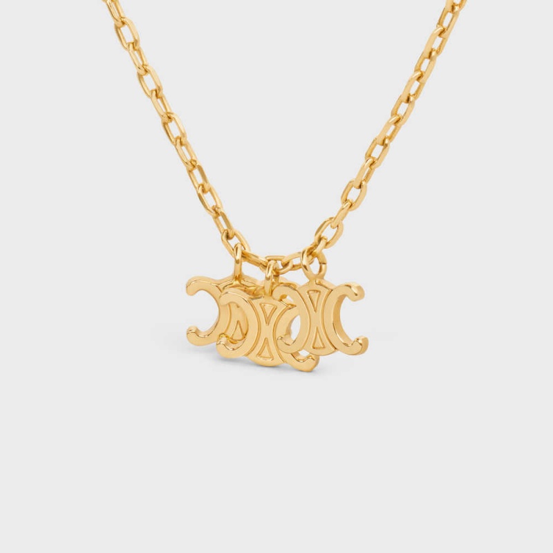 Celine Triomphe Trio In Brass With Gold Finish Kolye Altın | CL-592249