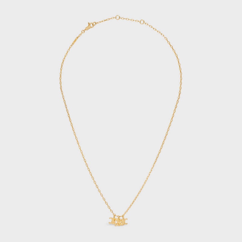 Celine Triomphe Trio In Brass With Gold Finish Kolye Altın | CL-592249
