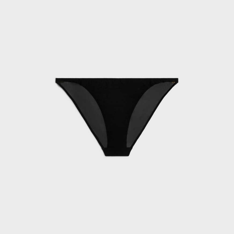 Celine Triomphe Underwear In Silk Georgette Iç Çamaşırı Siyah | CL-592760