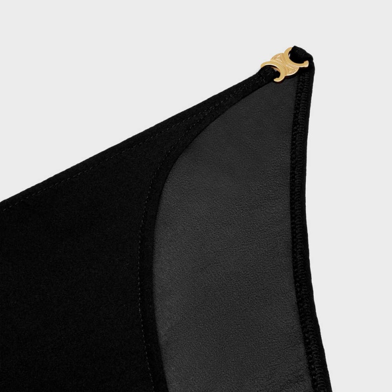 Celine Triomphe Underwear In Silk Georgette Iç Çamaşırı Siyah | CL-592760
