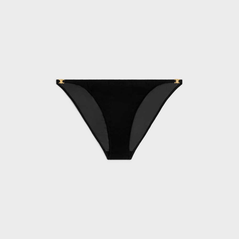 Celine Triomphe Underwear In Silk Georgette Iç Çamaşırı Siyah | CL-592760